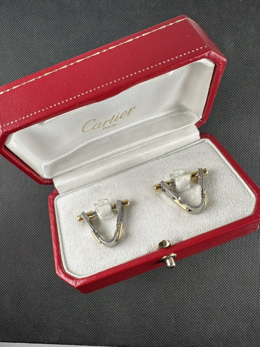 Cartier Stirrup Gold And Steel Cufflinks Vintage With Box | eBay