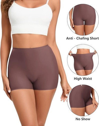 Women's Boxer Briefs No Show Boyshorts High Waisted Panties Underpants 4 Pack - Picture 5 of 5