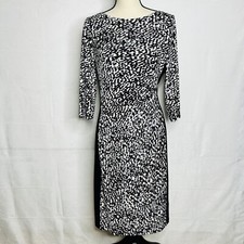 Lauren Ralph Lauren Womens Dress Ruched Size 10 Animal Print 3/4 Sleeves Stretch