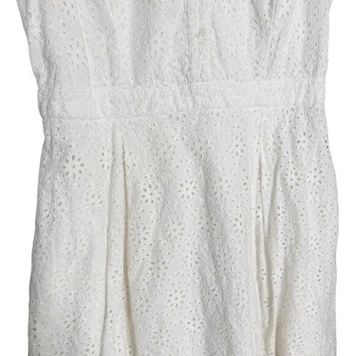 Lauren Ralph Lauren White Eyelet Collared Fit & Flare Shirt Dress Size 10 Pleat - Picture 8 of 13
