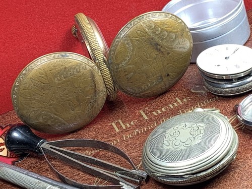 🔥ANTIQUE POCKET WATCH LOT Parts & Tools 1 WILL TICK SOME, Others 2Fix COME SEE - Picture 6 of 14