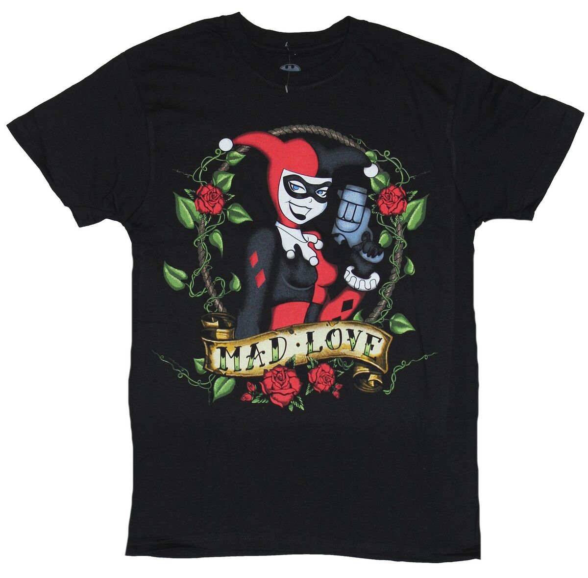 The Joker Adult Unisex Black Jester T-Shirt DC The Joker Adult Unisex Black Jester T-Shirt DC