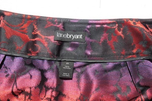 LANE BRYANT Black Purple Red Floral Ombre Satin Pleated A Line Evening Skirt 22 - Bild 6 von 6