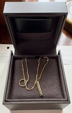 GUCCI Necklace Lariat Logo Plate Venetian Chain 750(18K) Yellow Gold