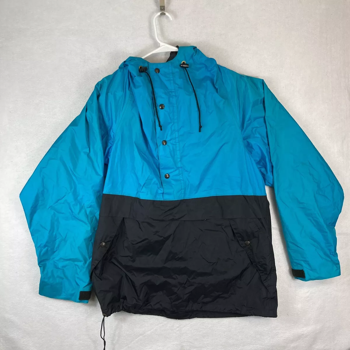 VTG REI Anorak Sz Large Men's Kangaroo Pocket 100% Nylon Jacket Windbreaker Blue