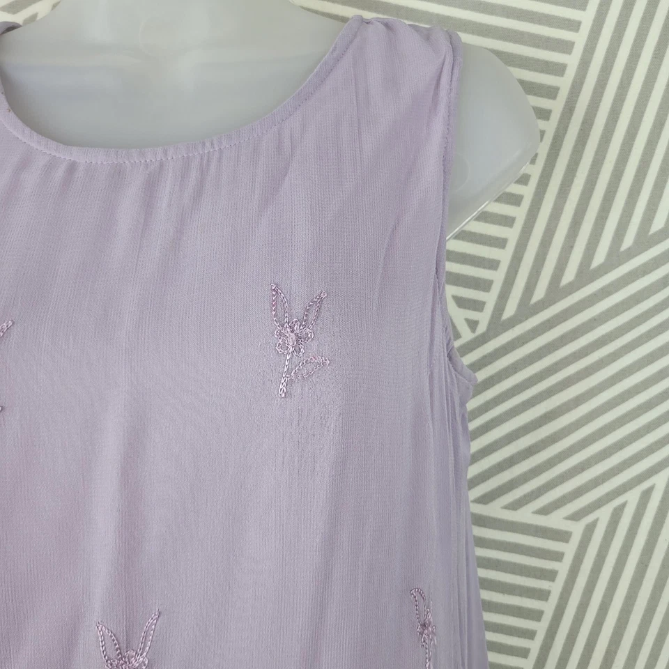 Vintage 90s Party Slip Dress size Small Long Maxi Grunge alt Floral Embroidered  - Image 3 of 4