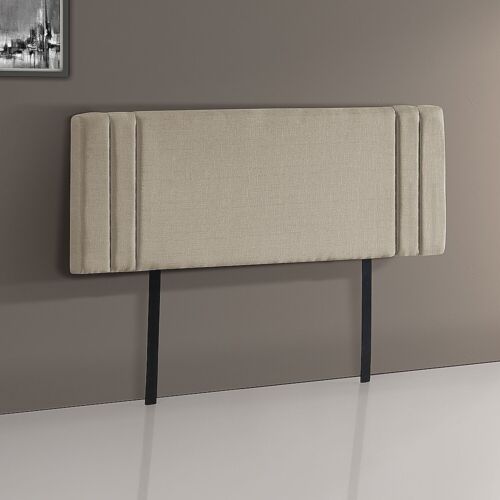 Linen Fabric Queen Bed Deluxe Headboard Bedhead Bedroom Furniture - Beige - Picture 3 of 7