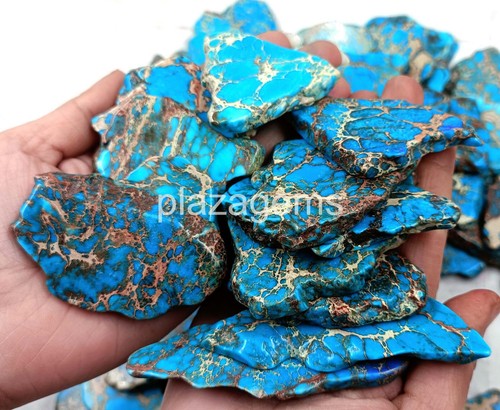 Natural Certified Uncut Rough Blue Turquoise Slab Loose Gemstone k - Picture 3 of 17