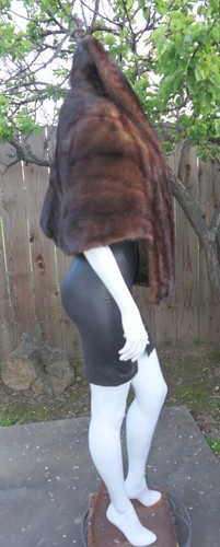 Luxury Real Brown Mahogany Ranch Mink Fur Stole Shawl Cape Formal Wedding Bridal - Picture 16 of 19