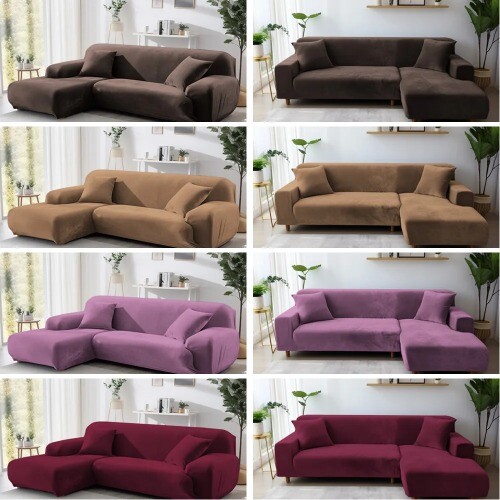 Velvet Sofa Cover Thick Elastic 1/2/3/4 Seater SofaCover Living Room L Shaped - Picture 24 of 32