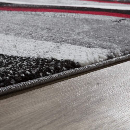 Paco Home Thin Grey Red Designer Rug with Modern Wave Effect, Size: 4'7" x 6'7" - Picture 3 of 5