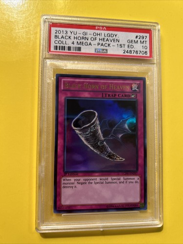 YuGiOh BLACK HORN OF HEAVEN #LCJW-EN297🔥PSA 10 GEM🔥1st EDITION-2013 ULTRA RARE - 第 5/12 張圖片