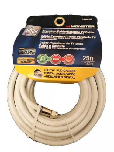 Monster Cable - Video Coassiale - Pronto per il digitale - 75 Ohm -25' - Nuovo - Cardato - Foto 2 di 3