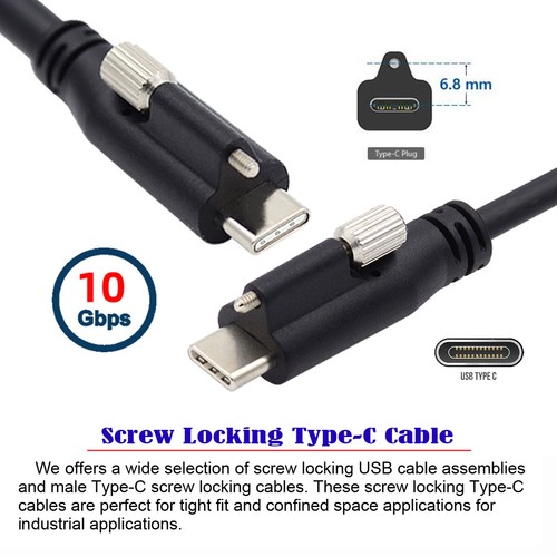USB C to C Data Power Cable for Industrial Camera with Single Panel Mount Screw - Afbeelding 2 van 7