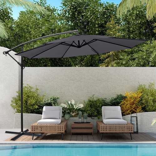 Sonnenschirm Ø300 cm mit Kurbel Ampelschirm Gartenschirm UV-Schutz Wasserdicht - Bild 3 von 10