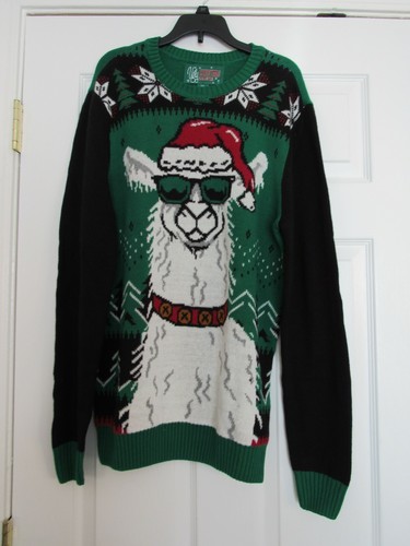 Ugly Christmas Sweater Mens SM Green 