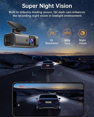 Dash Cam 2K WiFi 1440P Autokamera, Dashkamera für Autos, Front Dashcam für Autos - Bild 5 von 7