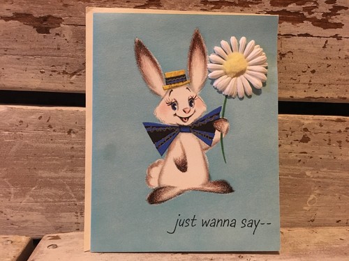 Vintage Hallmark Fold Out Easter Card Sneezing Bunny With Daisy Unused Whimsical - 第 1/6 張圖片