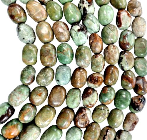Natural African Green Opal Nugget Pebble Barrel Beads 15.5" Strand - Picture 3 of 4