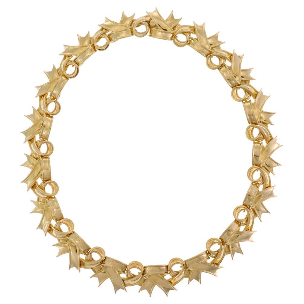 Tiffany & Co. Gold Collar Necklace Vintage 18k Yellow Ribbon Tiffany & Co. Gold Collar Necklace Vintage 18k Yellow Ribbon