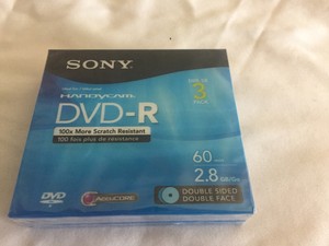 2 ~ Sony Handycam 3 pack DVD-R 8 cm Double Sided Mini Discs 2.8GB 60Min NEW