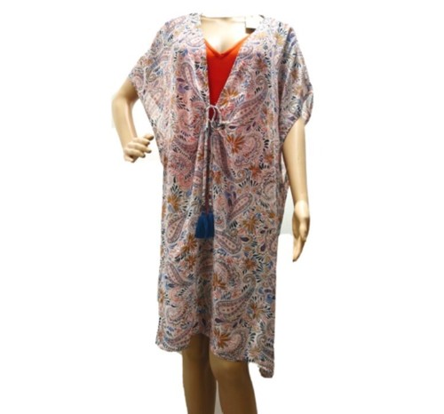 Kona Sol Women’s Paisley Print Sheer Chiffon Kimono Swim CoverUp Top Choose Size - Picture 4 of 11