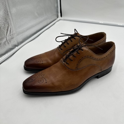Magnanni 9.5 M Brown Sage Burnished Mens Oxford Dress Shoes - Picture 4 of 10