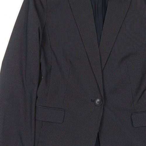 Mango Womens Black Striped Polyester Blend Suit Jacket Size 12 - Picture 9 of 10