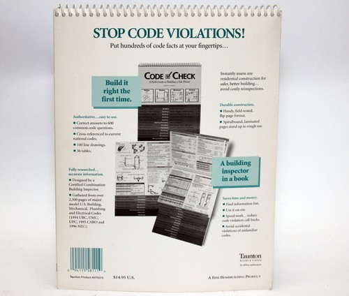 Code Check 1996 A Field Guide to Building a Safe House - Spiral Laminated Book - Picture 2 of 6