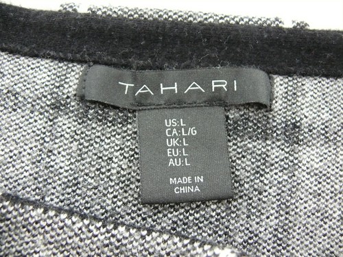 Tahari black white Plaid round Neck long sleeve Pullover Sweater stretch Size L - Picture 4 of 7