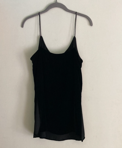 Theory Odette B Black Velvet Cami Spaghetti Strap Tank Top Size M 36" Bust - Picture 2 of 13