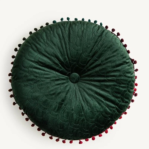 Velvet-Pleated Round Cushion Sofa Couch Throw Pillow Pumpkin Pad Seat Home Decor - Imagen 17 de 19
