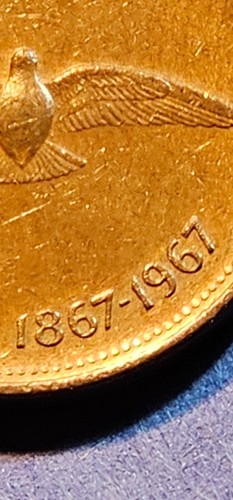 1867-1967 RARE Canadian Commemorative CENT, DDO/DDR ERRORS, Die Chip Errors. - Picture 9 of 24