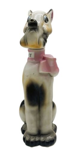 VINTAGE PORZELLAN GEFLECKT SCHOTTISCHER TERRIER HUND ROGGEN KARAFFE FLASCHE JAPAN - Bild 2 von 8