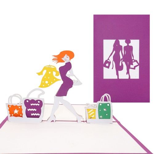 Tarjeta Pop Up "Shopping" Tarjeta de Cumpleaños 3D Cupón de Compra, Cupón Niña - Imagen 4 de 4