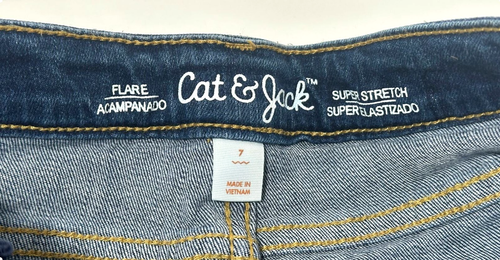Cat & Jack Girls' Flared Super Stretch Size 7 Blue Jeans-Adjustable waist(NWOT) - Picture 4 of 7