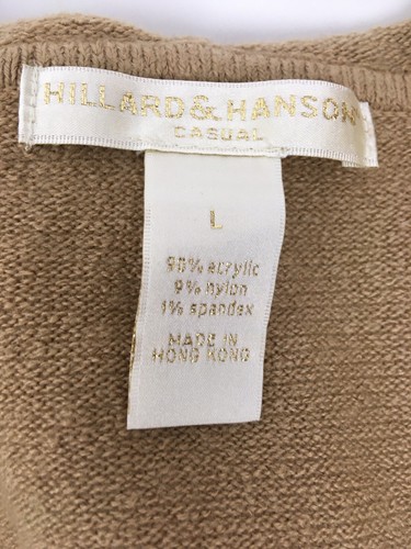 Hillard & Hanson Womens V-Neck Sweater Size Large Tan Hood - Picture 7 of 9