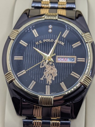 U.S. Polo Assn. Mens Black Dial Two Tone Quartz Analog Round Wristwatch - Picture 3 of 12