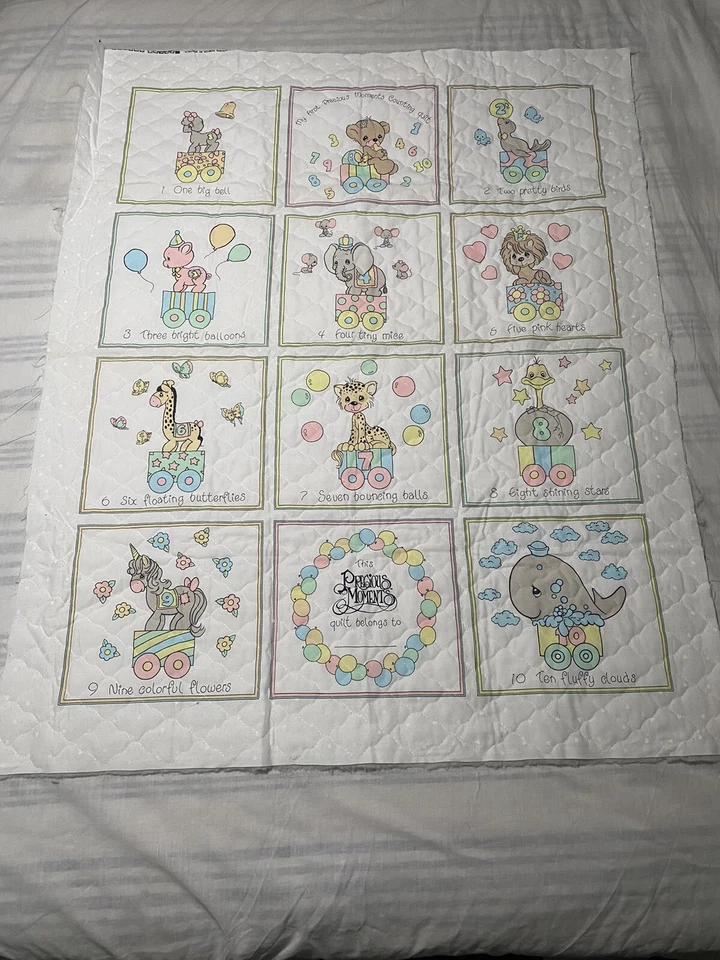 80’s My First Precious Moments Quilt Fabric Panel Pastel Pink Blue Yellow 123 - Image 3 of 4