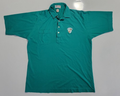 Vintage Miami Dolphins Shirt Mens Large Green NFL Pro Shop Polo Embroidered
