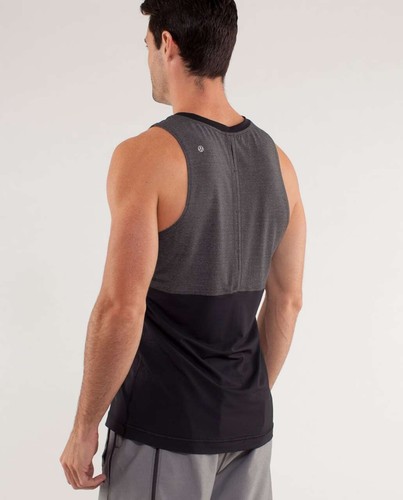 Lululemon Precise Singlet Camicia Senza Maniche Uomo M Grigio/Nero Allenamento Palestra Wicking - Foto 2 di 8