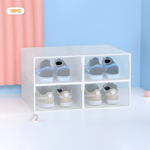20x Shoe Boxes Shoe Box Set 32.6*24*14cm Transparent Shoe Box Stackable Boxes - Picture 5 of 17