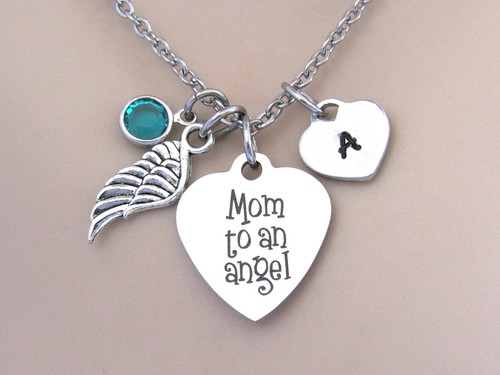 Collar de mamá a ángel, pérdida de hijo, joyería conmemorativa - pérdida de aborto espontáneo - Imagen 1 de 7
