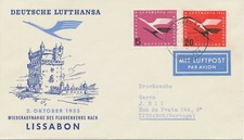 BUNDESREPUBLIK 1955 Aufnahme des LH Europaverkehrs Erstflug FRANKFURT - LISSABON