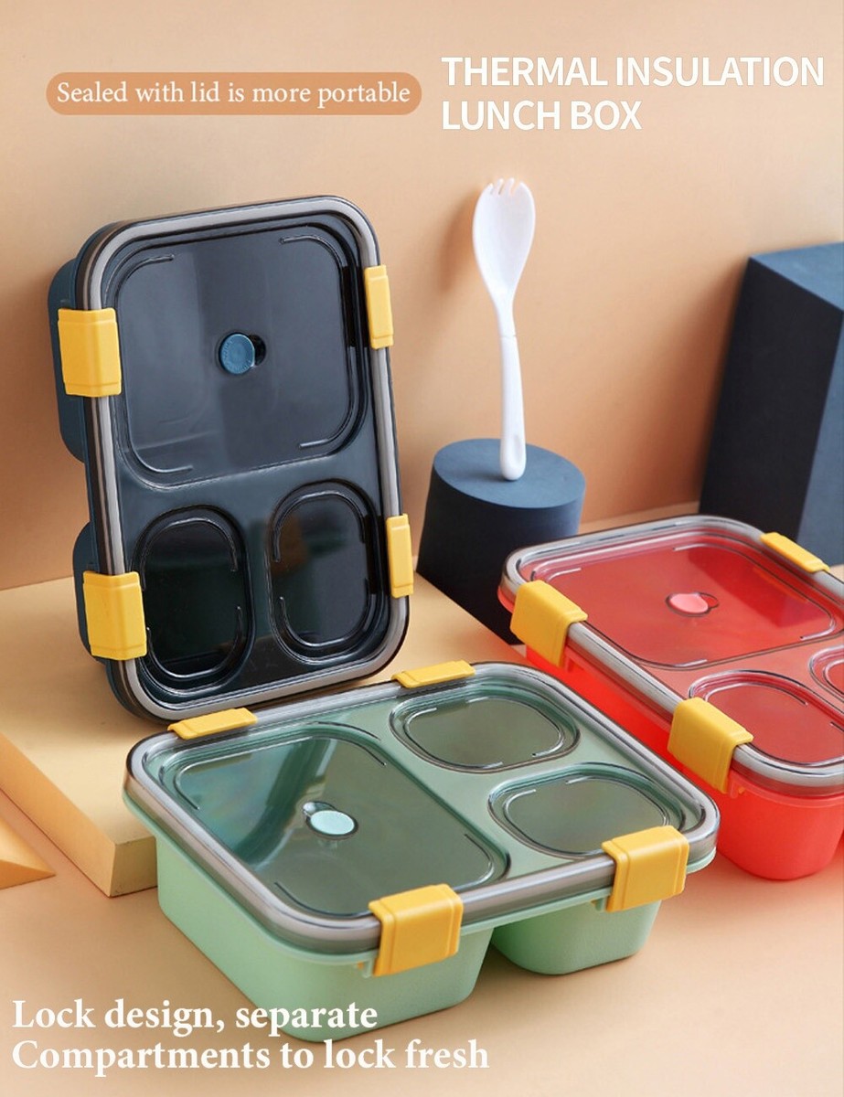 Pilipane Lunchbox Mit 3 Fächern – 304 Edelstahl, Inkl. Löffel & Stäbchen, Tragbar Für Büro