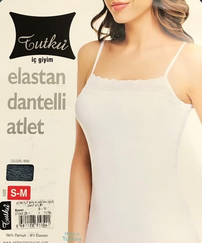 Neu Damen schwarz oder weiß Baumwolle reich Spitzenbesatz Ausschnitt Camisole Trägertop - Bild 2 von 3