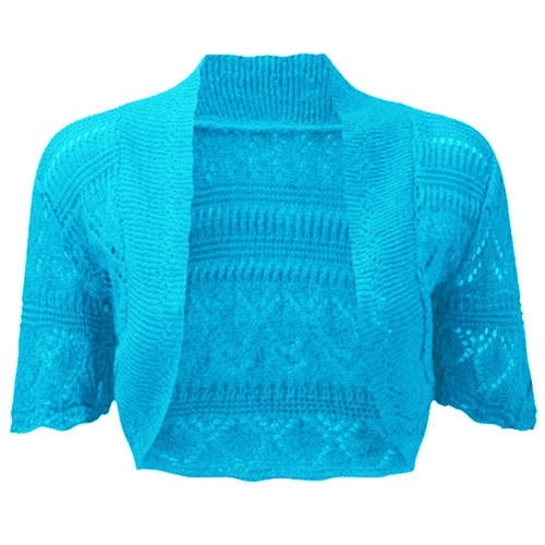 Girls Crochet Bolero Shrug Kids Knitted Short Sleeve Cardigan New Age 2-13 Years - Picture 15 of 21