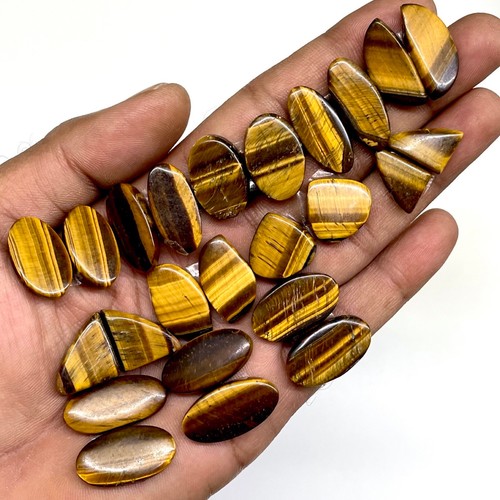 24 Pcs/12 Pairs Natural Tiger Eye 14-23.5mm Cabochon Gemstones Wholesale Lot - Picture 12 of 15