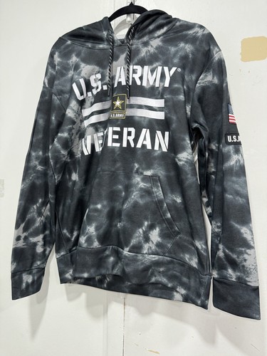 NWT US Army Veteran Hoodie Sweatshirt Embroidered Patches Size Medium - Bild 1 von 6