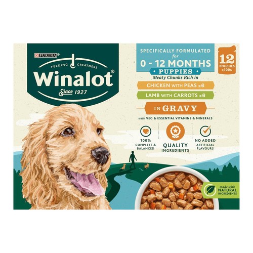 12 x 100g Winalot Mokre szczenięta Karma Mięsiste kawałki Warzywa Mieszane w sosie, 0-12M - Zdjęcie 7 z 28